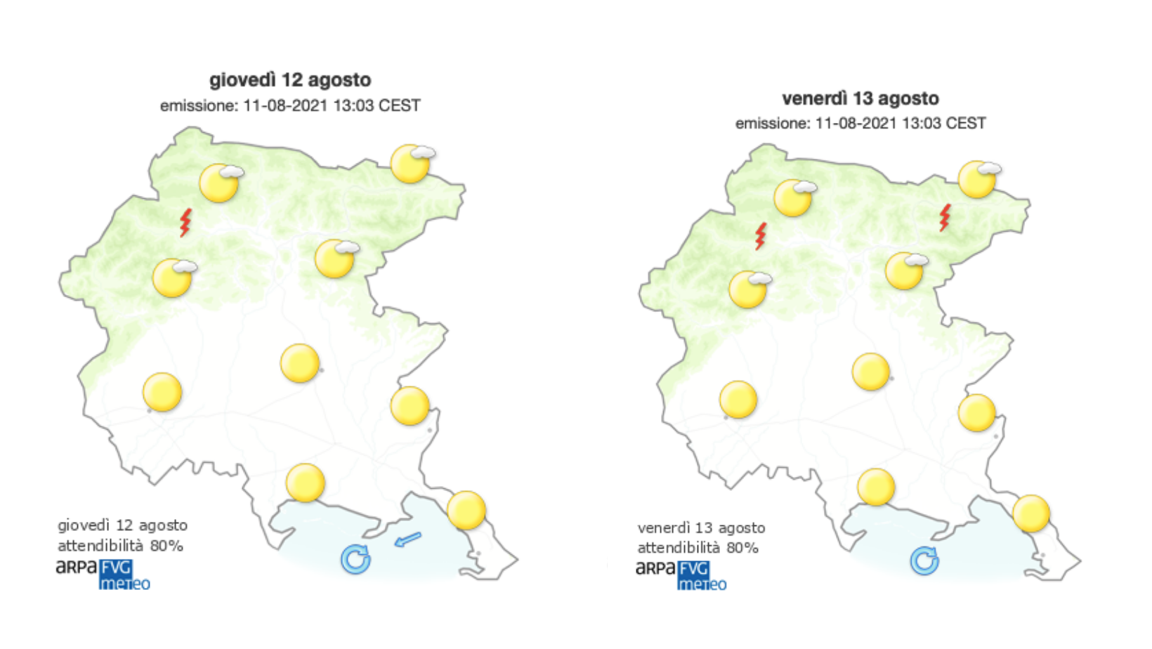 Immagine per Meteo, Goriziano segnato dal gran caldo e sulla costa soffia Borino